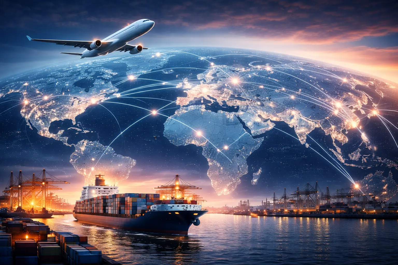 Global freight network connecting international markets
