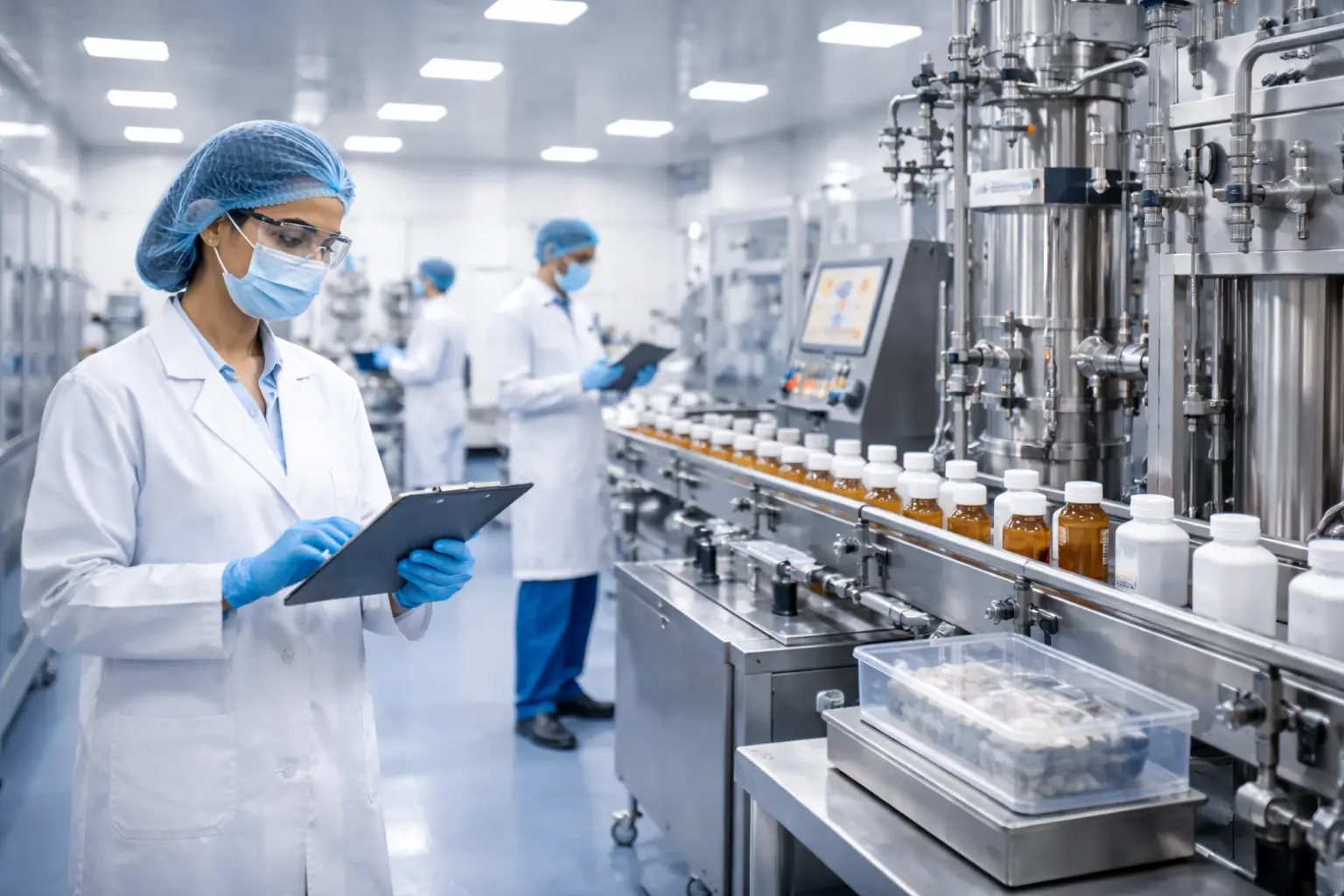 Pharmaceutical manufacturing facility with quality control