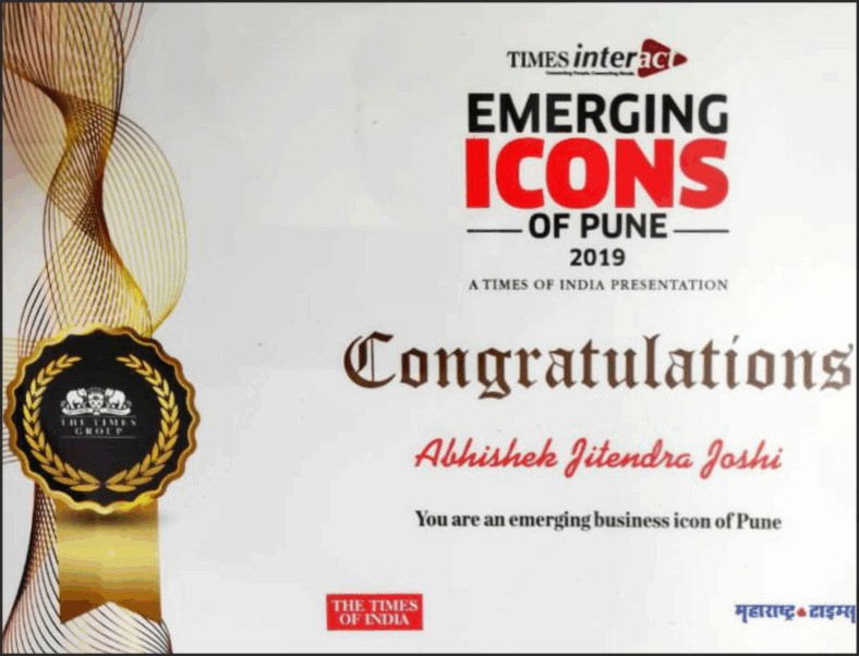 Mr Abhishek Joshi, Director and CEO of Abhi Group of companies, Times Interact Emerging Icons of Pune in 2019